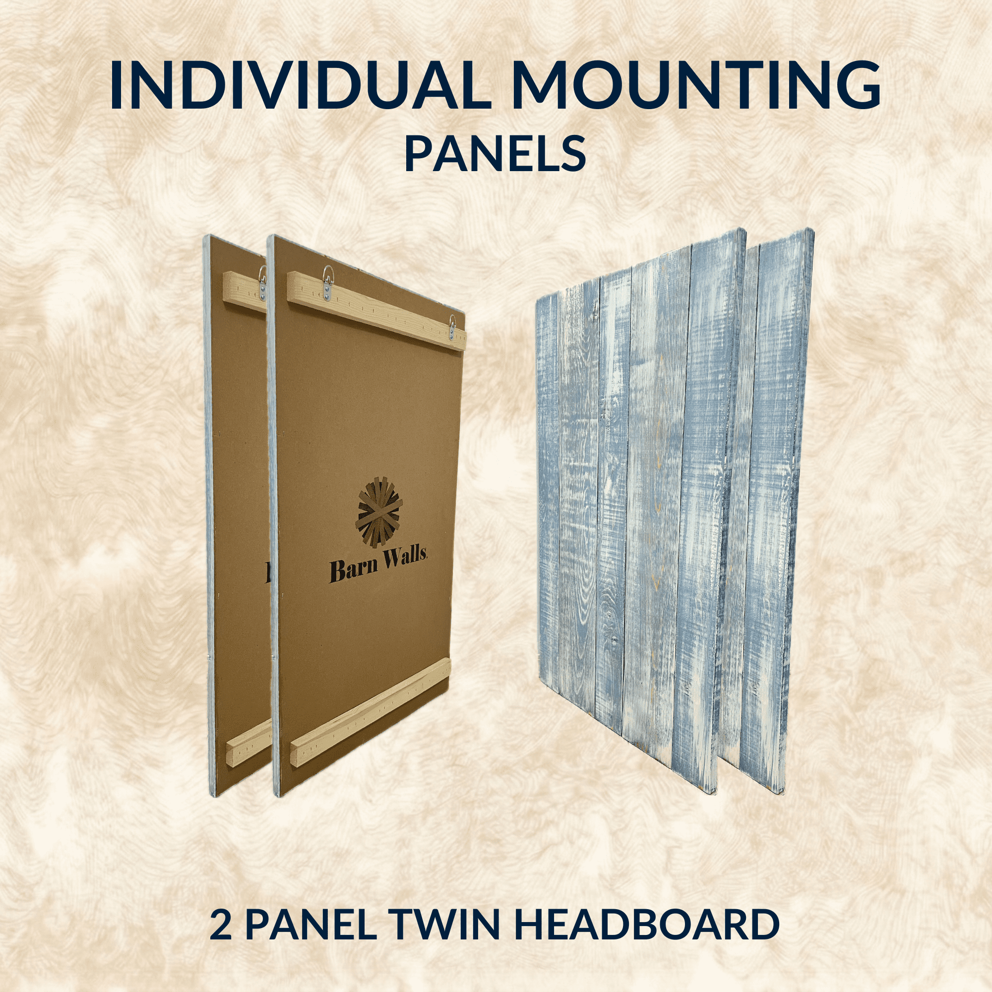 Barn Walls Solid Wood Headboard, Twin Size - Blue Powderwash