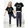 thumbnail image 3 of Kids Girls 2 Piece Outfits T-Shirt & Elastic Waist Bow Leggings Breathable Summer Clothes Multicolour Size 3-4 Years, 3 of 3