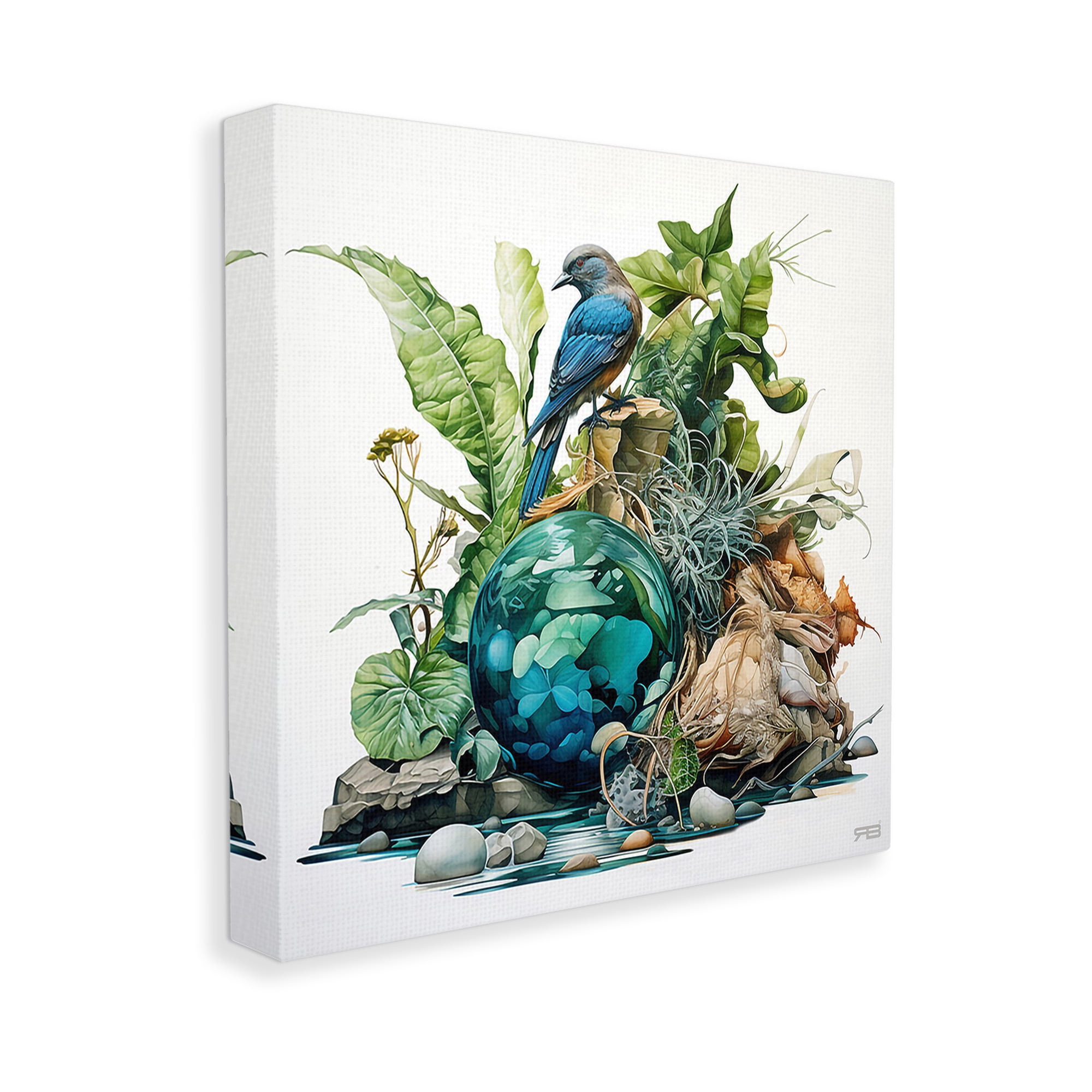 Stupell Industries Bird with Forest Nature Animals & Insects Painting Gallery Wrapped Canvas Art Print Wall Art, 17 x 17