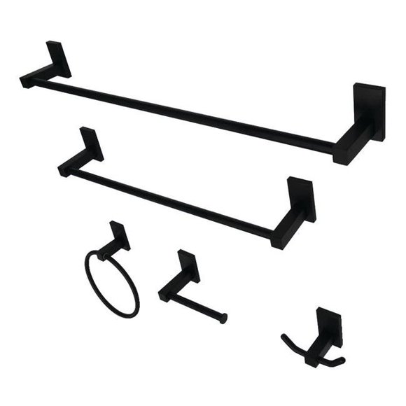 Bathroom Accessory Set, Matte Black - 5 Piece