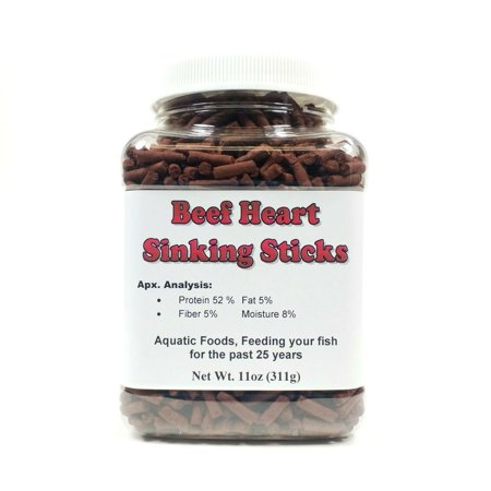 Beef Heart Sinking Sticks, Perfect for Discus, Cichlids & All Types of Tropicals…11oz Small Jar