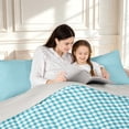 thumbnail image 4 of Manfei Vintage Grid King Size Comforter Sets,Modern Check Comforters King Size,Teal White,Light Gray Reversible,3pcs,1 Comforter and 2 Pillowcases,3pcs,1 Comforter and 2 Pillowcases, 4 of 7