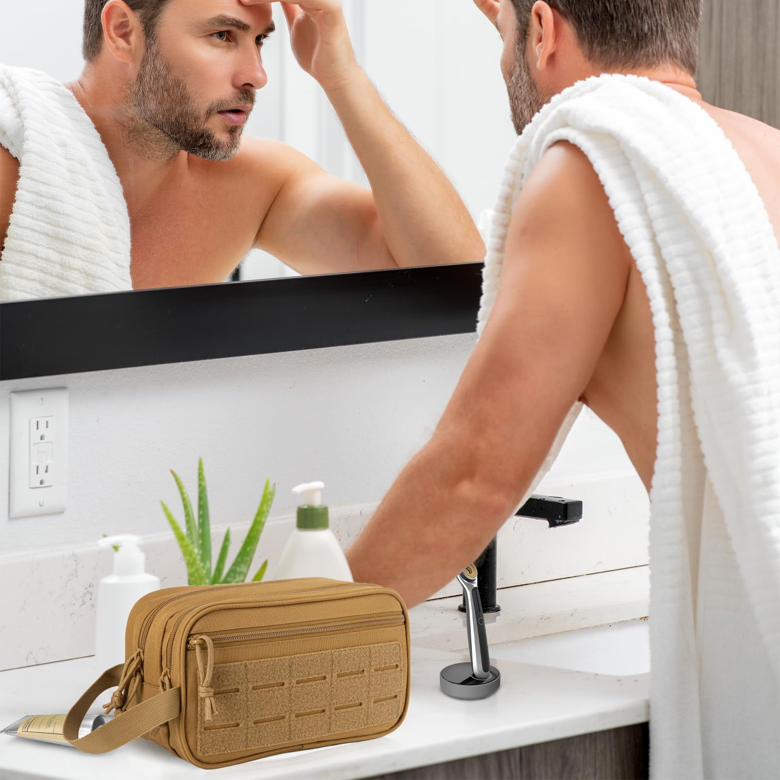 Toiletry Bag For Men Hygiene Edc Tool Molle Pouches Small Dopp Kit Mens Shaving Travel Shower Bags