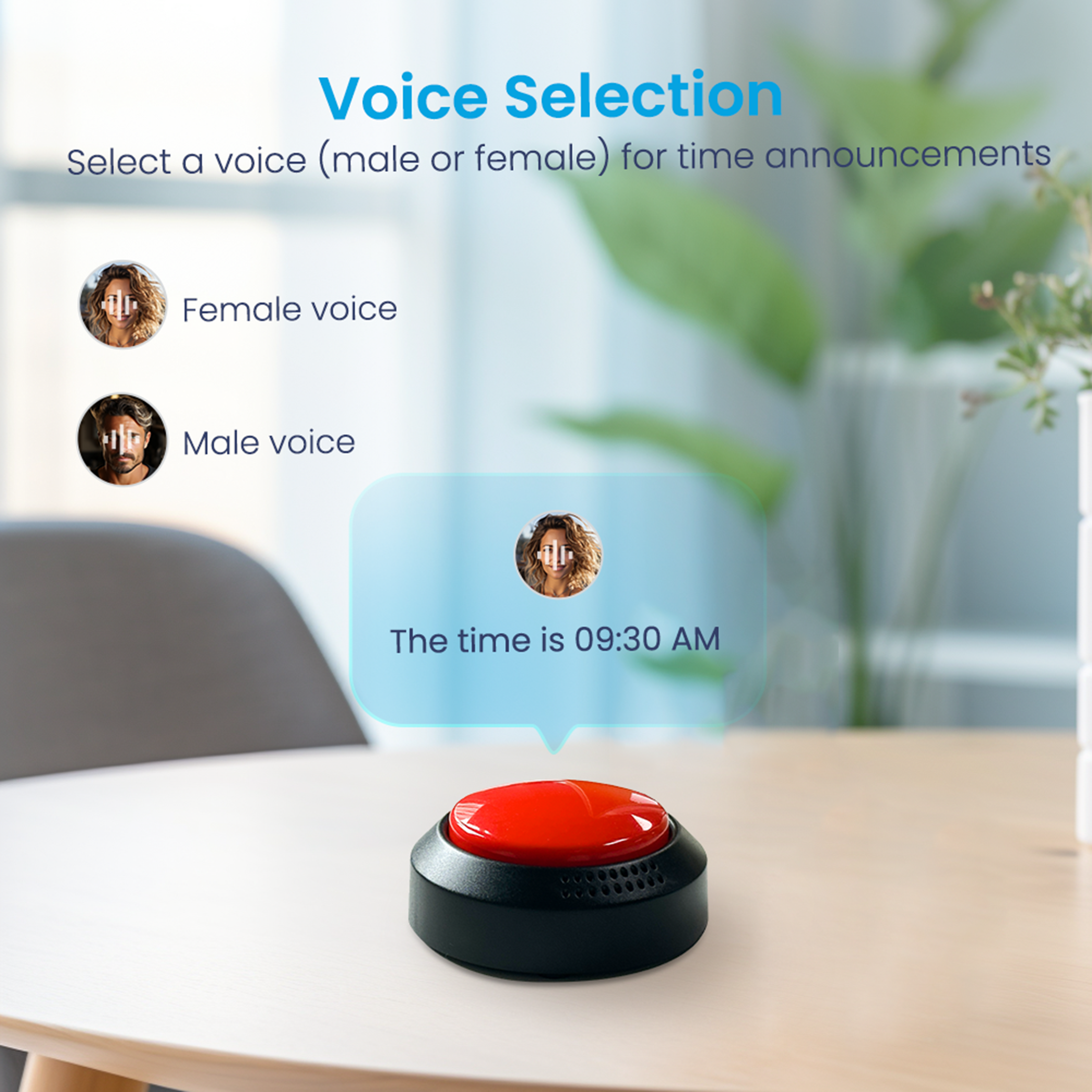 TimeVocalist Talking Alarm Clock with Time Sync, Task Reminders, Battery Backup for Elderly & Visually Impaired