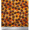 thumbnail image 1 of Soimoi Japan Crepe Satin Fabric Pumpkin,Skull & Monster Lips Halloween Decor Fabric Printed Yard 42 Inch Wide, 1 of 1