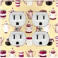 thumbnail image 1 of Metal Light Switch Wall Plate Outlet Cover (Coffee Mocha Espresso Tea Pot Kettle Maker Festive Cup Cream Pattern - Double Duplex), 1 of 2