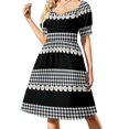 thumbnail image 1 of Vestido de manga corta con cuadros de búfalo blanco y negro y rosas blancas vestidos de noche elegantes para mujer vestido de fiesta 2025, 1 of 6