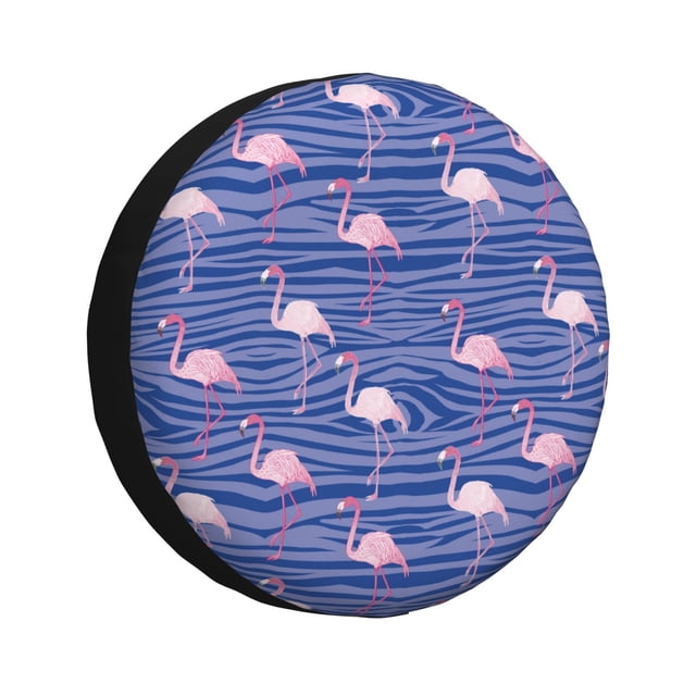 Fotbe Flamingo Funda de Llanta de Repuesto con Estampado, Engrosada, Ajuste Universal para Jeep, Remolque, RV, SUV, Camión-15 inch