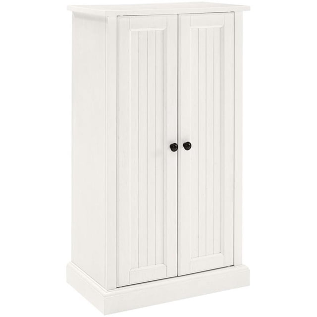 Pemberley Row Wood Distressed White Accent Cabinet Rectangular Adjustable Shelves 41.25" Unassembled