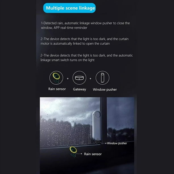 Sensor de Lluvia Inteligente Tuya Zigbee con Detector de Luz, Funcionamiento Solar, Detector de Lluvia A Prueba de Agua IPX6, Control Remoto