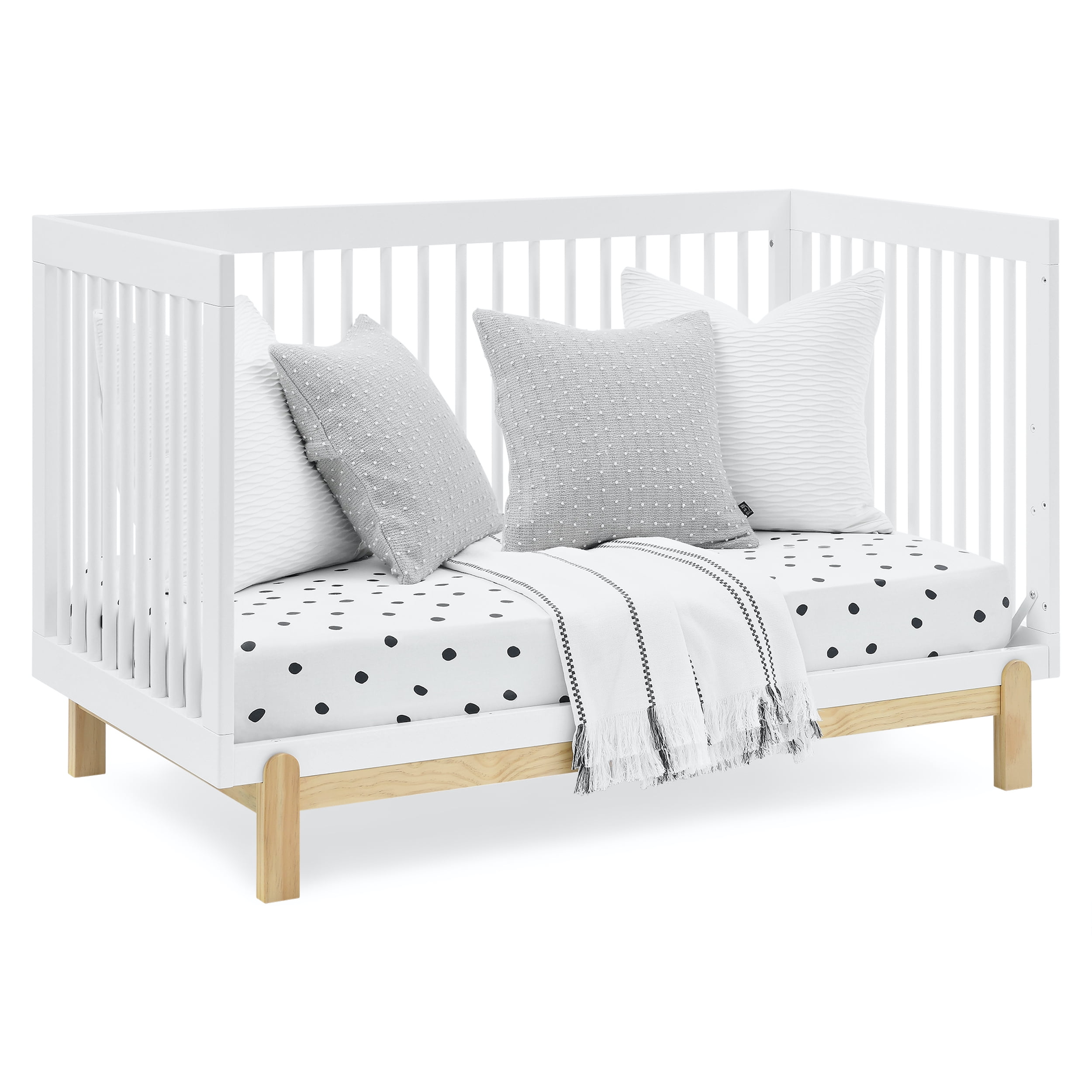Delta Children Poppy 4-in-1 Convertible Crib - Greenguard Gold Certified, Bianca White/Natural