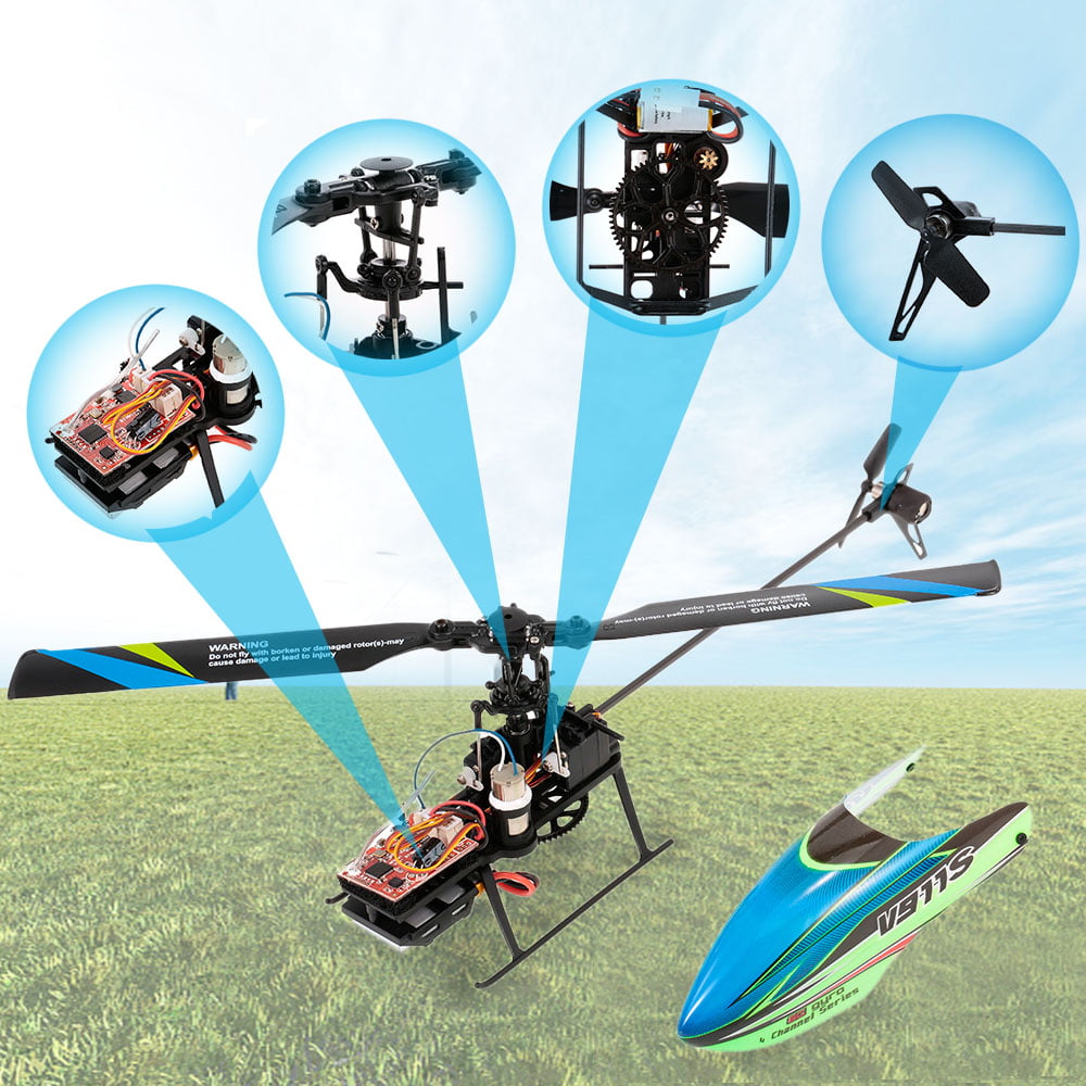 WLtoys V911S 4CH 6G Non-aileron RC Helicopter with Gyroscope w//2 Batteries T3O2