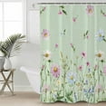 thumbnail image 4 of Shower Curtain, Farm Flower Wildflower Herb Waterproof Shower Curtain Set with Hooks for Bathroom Showers,Stalls and Bathtubs,72x84In Watercolor Floral on Green, 4 of 9