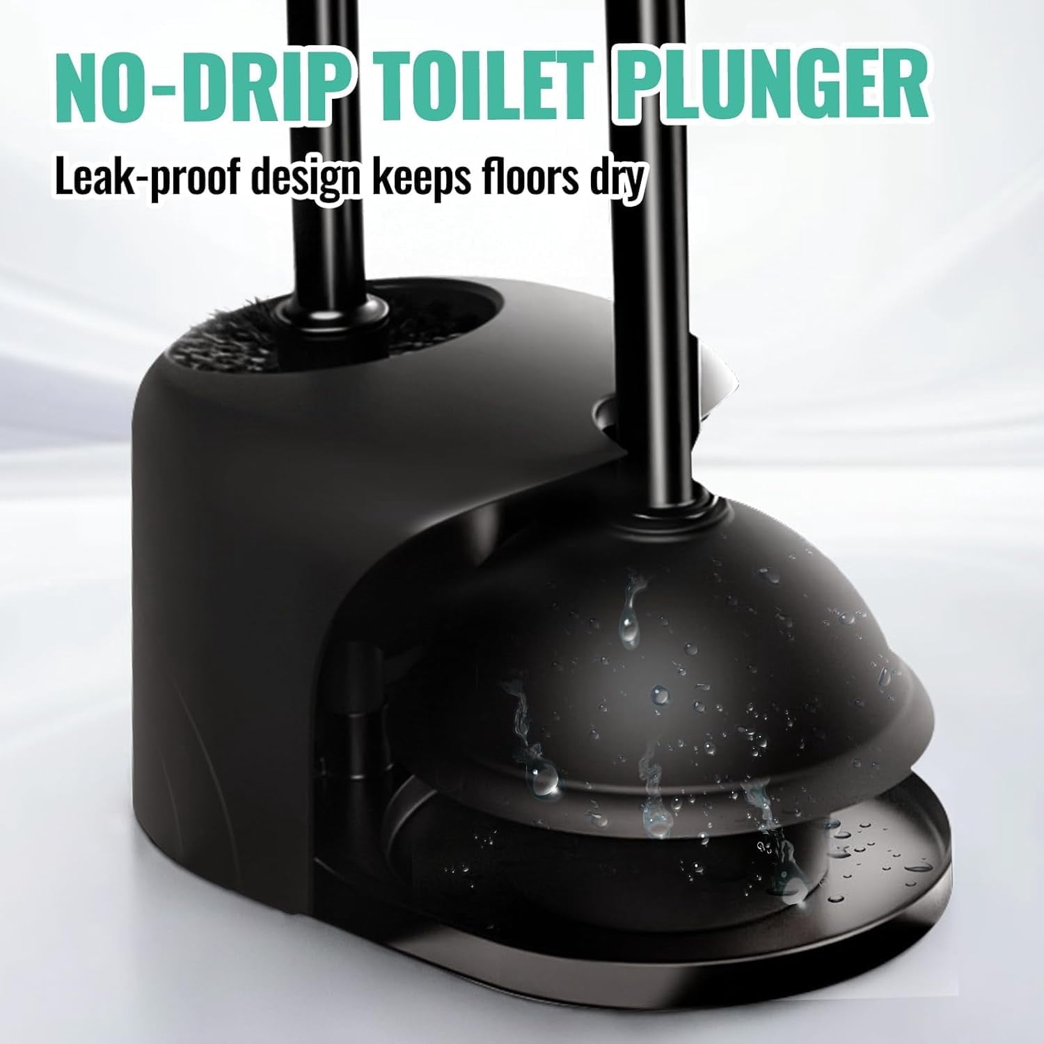 2 Pack 4 In 1 Toilet Brush And Plunger Set With Crevice Cleaning  Extra Long Handle Plungers For Bathroom Accessories Holder Black