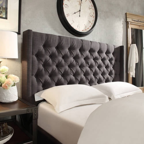 Wall decor decal sticker removable headboard dc052 full size or queen size. weston home melford wingback tufted linen headboard full dark grey