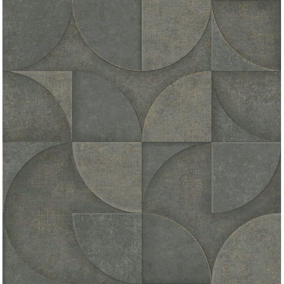 Advantage Addison Charcoal Retro Geo Wallpaper