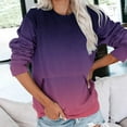 thumbnail image 3 of Scyoekwg Trendy Crewneck Sweatshirts Women Loose Ladies Sweatshirt with Pocket Long Sleeve Pullover Casual Gradient Color Fall Sweatshirt Pullover(Purple,XL), 3 of 5