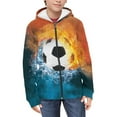 thumbnail image 3 of chaqlin Football Hoodies for Boys 11-13 Trendy Zip Up Hoodie Ice Fire Flame Print Long Sleeve Sweatshirts Kids Hooded Jackets Winter Sweaters with Pocket, 3 of 7