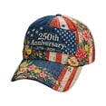 thumbnail image 2 of United States 250th Anniversary Baseball Cap – Patriotic Hat for Men & Women – Adjustable Commemorative USA Print – 1776–2026 Freedom Tribute Gift, C, 2 of 3