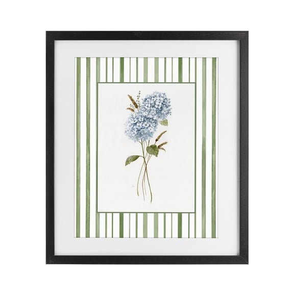 Stupell Industries Coastal Blue Hydrangea & Dried Wheat Black Framed Print Under Glass, 13 x 16, by Nan