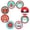 A, variant on 8 Pack DIY Diamond Painting Coasters, Christmas Theme Round Coasters, Red Scalloped Edge, 8 Festive Designs