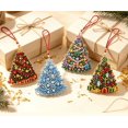 thumbnail image 3 of Christmas Halloween DIY Rhinestone Diamond Painting Ornament Set, 4‑Pack Hanging Art Decor for Tree Window, Sparkling Beginner Friendly Holiday Craft Kit (Christmas tree), 3 of 6