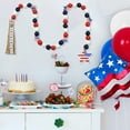 thumbnail image 4 of Wood Bead Garland with American Flag and Rustic Tassels, Farmhouse Wall Hanging Prayer Beads Patriotic American Independence Day 4th of July Ornaments for Home Decor, 4 of 6
