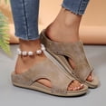thumbnail image 2 of Dakaela Women's Cork Slide Sandals Slip on Open Toe Leather Footbed Orthopedic Slippers Arch Support Beach Summer Walking Shoes Khaki 6.5, 2 of 8