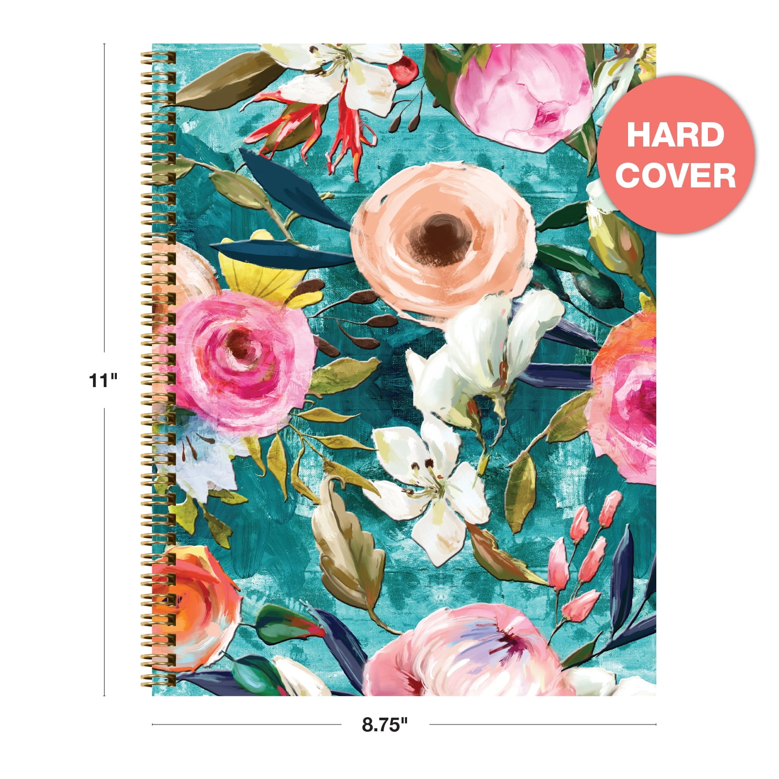 8.5x11" Fashion Spiral Notebook, 3-Pack, 120 Pages, College Ruled (Floral)