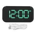 thumbnail image 1 of Reloj despertador digital con gran número USB, espejo recargable, reloj electrónico de escritorio para dormitorio, sala de estar, oficina, caja negra, fuente verde, 1 of 15