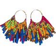 thumbnail image 2 of African Tassel Women Earrings Ankara Fringe Hoop Earrings Women WYB1198, 2 of 3