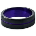 thumbnail image 2 of P. Manoukian Tungsten Wedding Band Ring 6mm for Men Women Black Purple Center Line Flat Cut Brushed Polished Lifetime Guarantee Size 5.5, 2 of 4