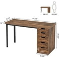 thumbnail image 2 of Tribesigns Computer Desk with 5 Drawers, 47 inches Rustic Brown Home Office Desk with Storage, Modern Study Writing Table Workstation for Small Spaces, Brown, 2 of 5