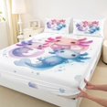 thumbnail image 3 of Homewish Blue Pink Axolotl Full Size Sheets for Kids, Kawaii Cartoon Animal Bed Sheets, Chic Watercolor Sheet Sets, Lightweight Room Decor, 4pcs, 3 of 7