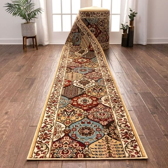 Well Woven Custom Size Runner - Choose Length - Dynasty Panel Ivory Floral Oriental 27 Inch Wide x 60 Feet Long Runner (27" x 60') Traditional Persian Carpet