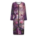 thumbnail image 4 of FKELYI Zipper Front Robe Nightgowns with Pockets Hummingbird Rose Flower Print Sleepwear Housecoat Comfy Fall Winter Sleepwear Dress Long Sleeve Loungewear Bathrobe, M, 4 of 6