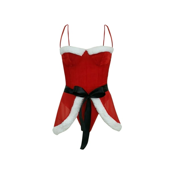 jovati Sexy Christmas Lingerie Womens Christmas Sexy Furry Sling Bodysuit  Sexy Christmas Clothes Sexy Lingerie