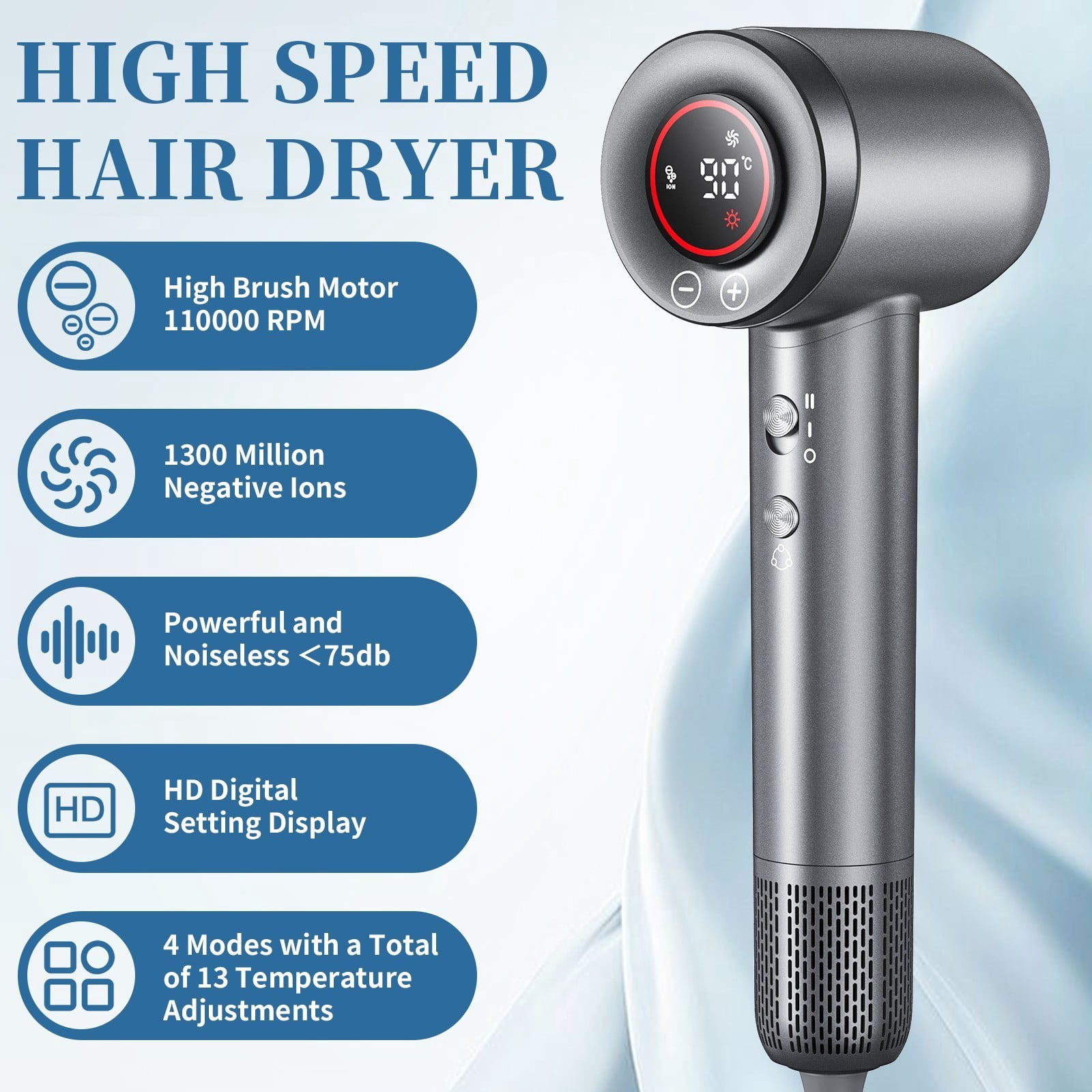 Portable Hair Dryer - Fast Drying Travel Hairdryer,High-Speed Blow Dryer,NEW,q
