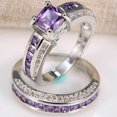 thumbnail image 3 of Sparkle Jewels 3 Ct Princess Cut Purple CZ Women Bridal Set Ring 14k White Gold Plated, 3 of 6
