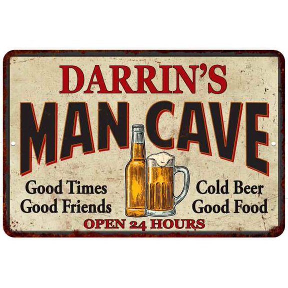 DARRIN'S Man Cave Sign 8 x 12 High Gloss Metal 208120011483