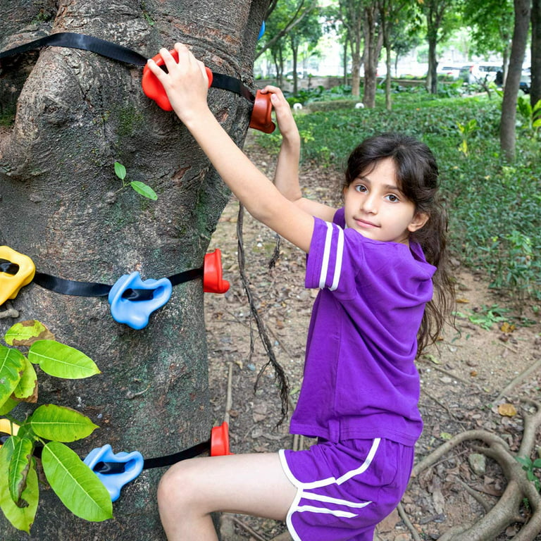 Brizi Living 15 Tree Climbing Holds and 6 Sturdy Ratchet Straps for Kids  Tree Climbing, Large Climbing Rocks for Outdoor Warrior Obstacle Course  Training 