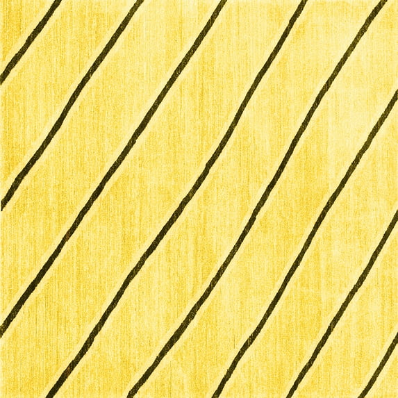 Ahgly Company Indoor Square Solid Yellow Modern Area Rugs, 6' Square