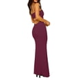 thumbnail image 3 of Women's Square Neck Spaghetti Strap Maxi Dress Backless Cutout Bodycon Long Dress for Party Graduation Evening, 3 of 6