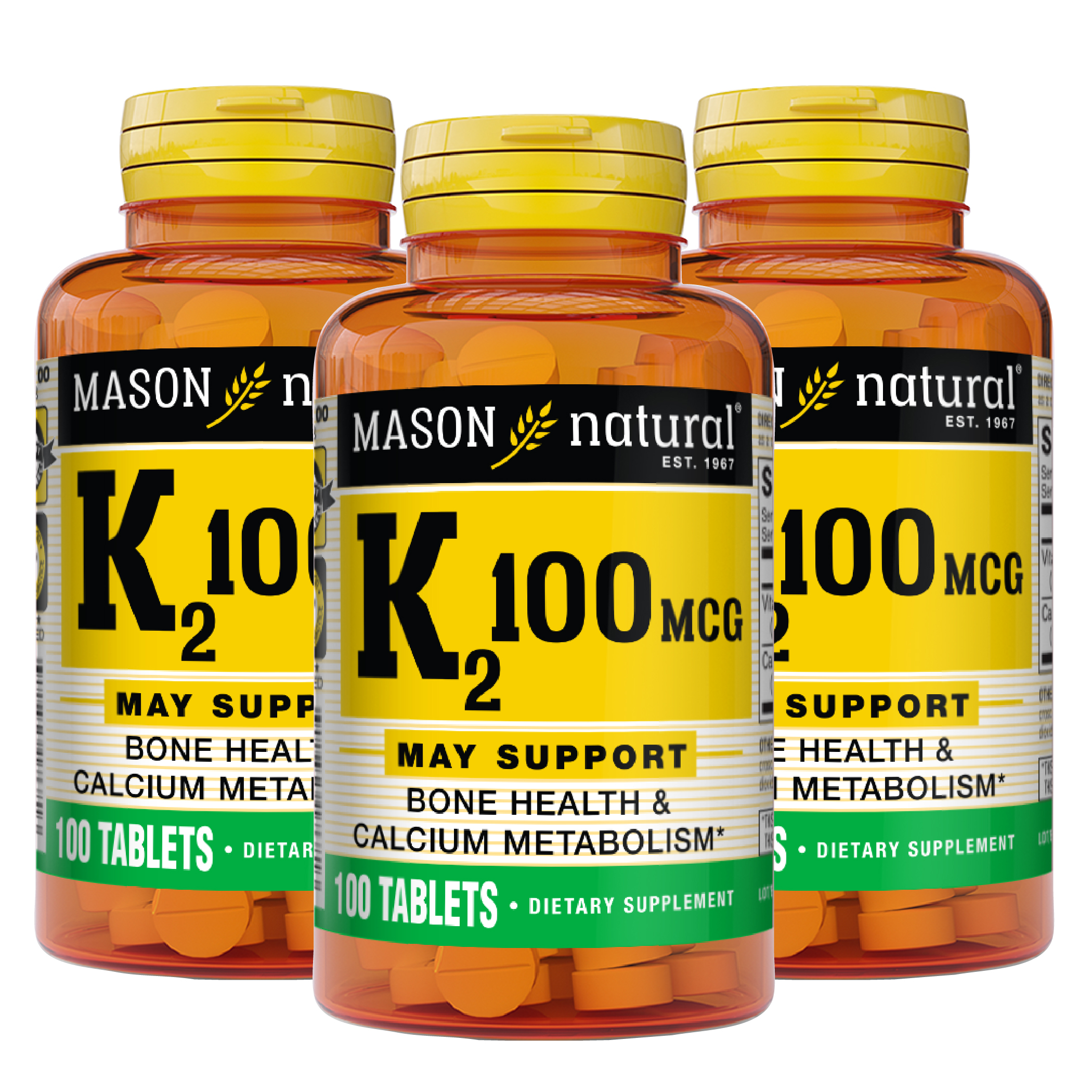 Mason Natural Vitamin K2 100 mcg with Calcium Supports Cardiovascular