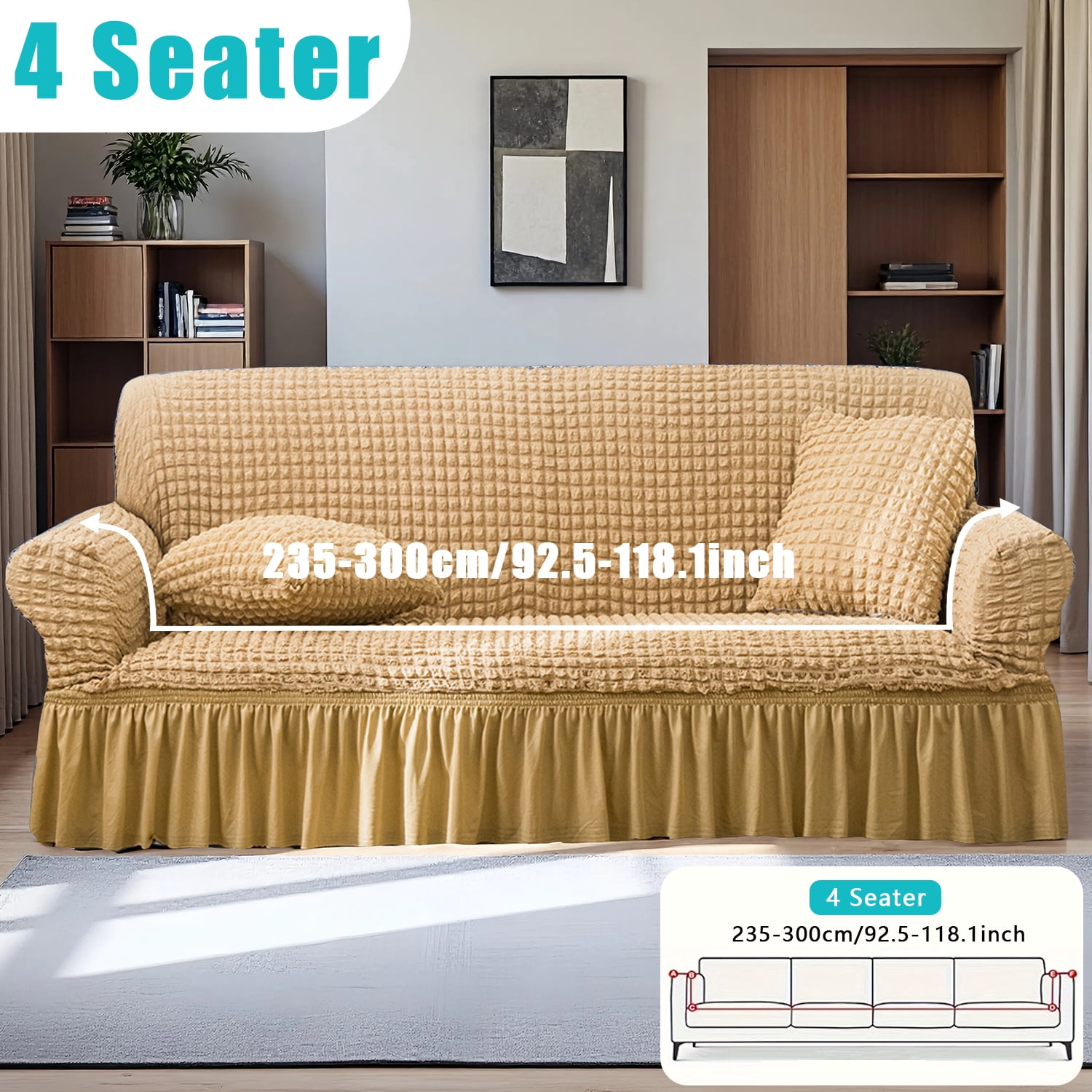 Non-slip Sofa Cover, Reusable Dust-Proof Protector for 1-4 Seater Couches, Indoor & Outdoor Use Weather Resistant Cushions