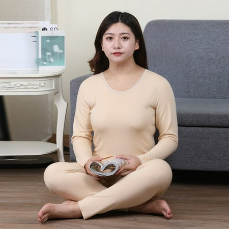 

Women Cotton Blend Thermal Underwear Tops Pants Set Long Johns Plus Size Pajama