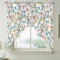 thumbnail image 2 of Teal Orange Eucalyptus Swag Valances for Windows, Kitchen Window Curtains Over Sink, Weeping Botanical Leaves Window Treatment Curtains for Living Room/Bedroom Curtains 2 Panel Sets 36"x45", 2 of 8