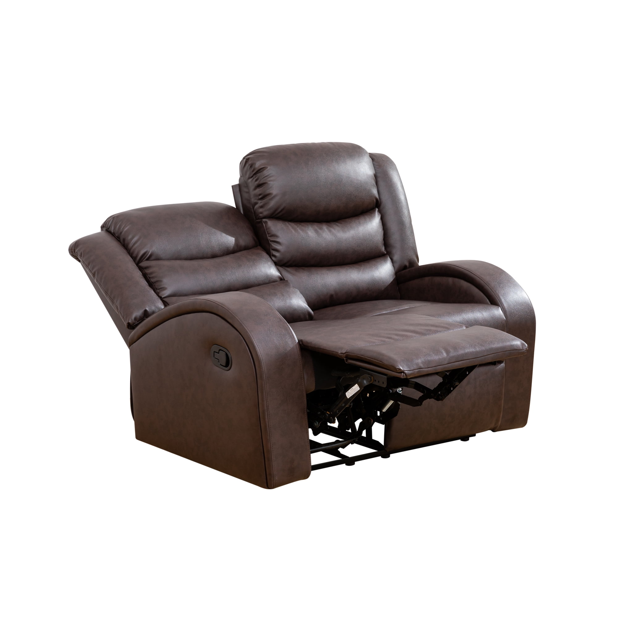 Gewnee Brown Loveseat, Air Leather & High-Elastic Sponge, Adjustable Recline, Perfect for Living Rooms