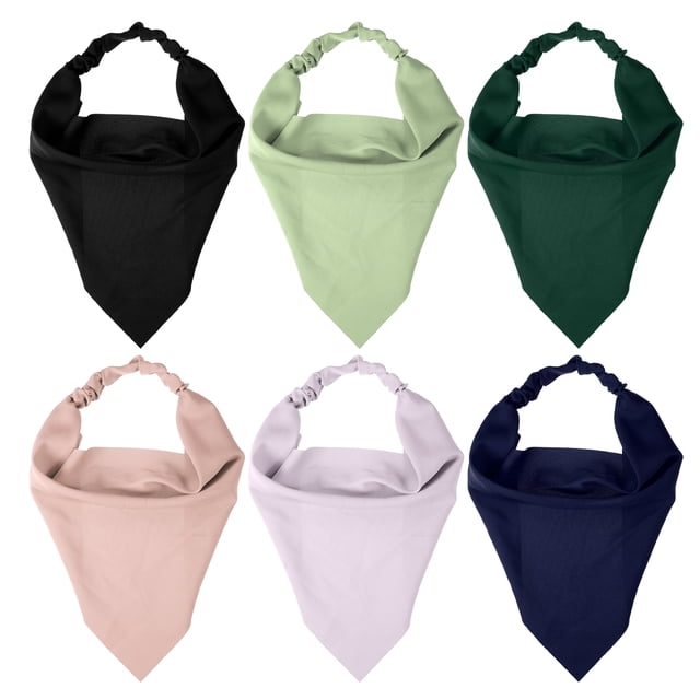 6 pañuelos para el pelo, antideslizantes, azul marino, negro, verde, verde claro, gris claro, caqui, 12.60 x 7.87 pulgadas, pañuelos triangulares para el pelo para niñas y mujeres