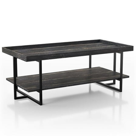 Furniture of America Prakers Industrial Wood 1-Shelf Coffee Table in Black